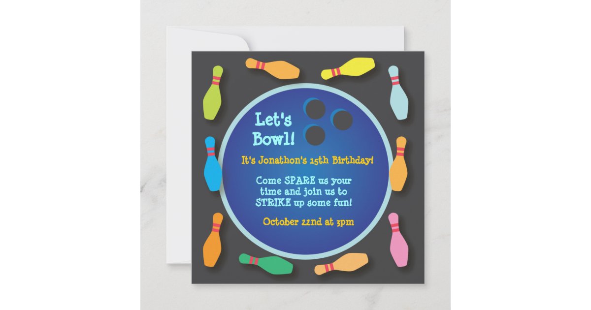 Cosmic Bowling Party Invitation | Zazzle