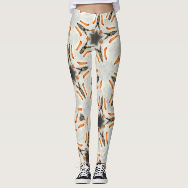 cosmic bracketed stars brown white leggings (Front)