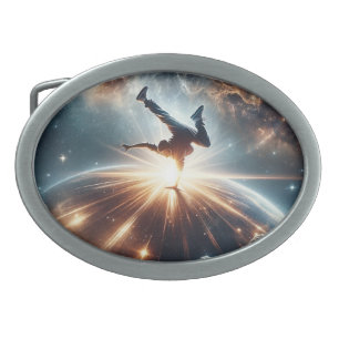 Cosmic Breakdancer Art – Galaxy Hip Hop Dance Belt Buckle