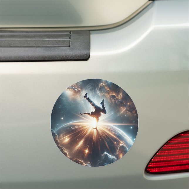 Cosmic Breakdancer Art – Galaxy Hip Hop Dance Car Magnet (In Situ)