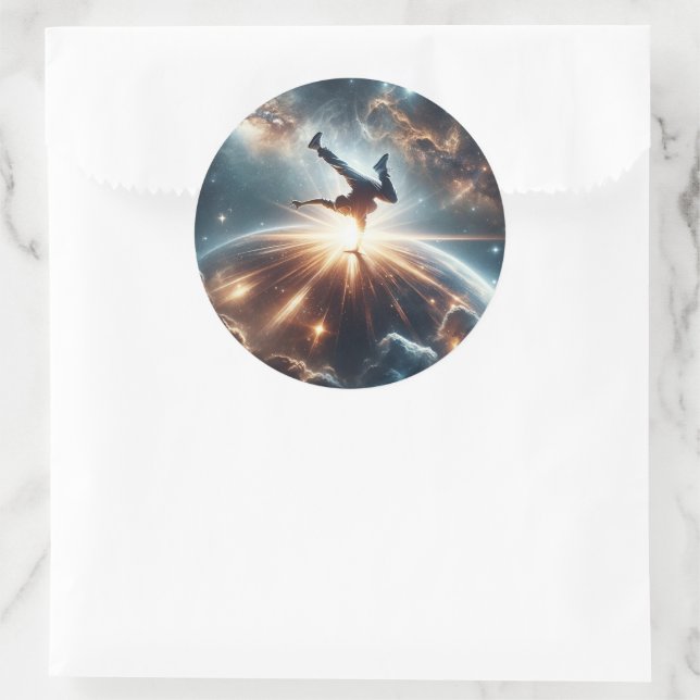 Cosmic Breakdancer Art – Galaxy Hip Hop Dance Classic Round Sticker (Bag)