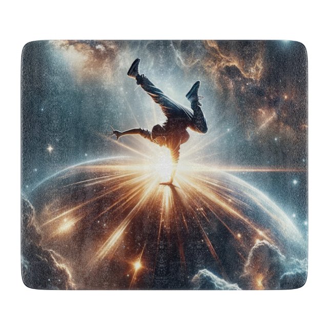 Cosmic Breakdancer Art – Galaxy Hip Hop Dance Cutting Board (Front)