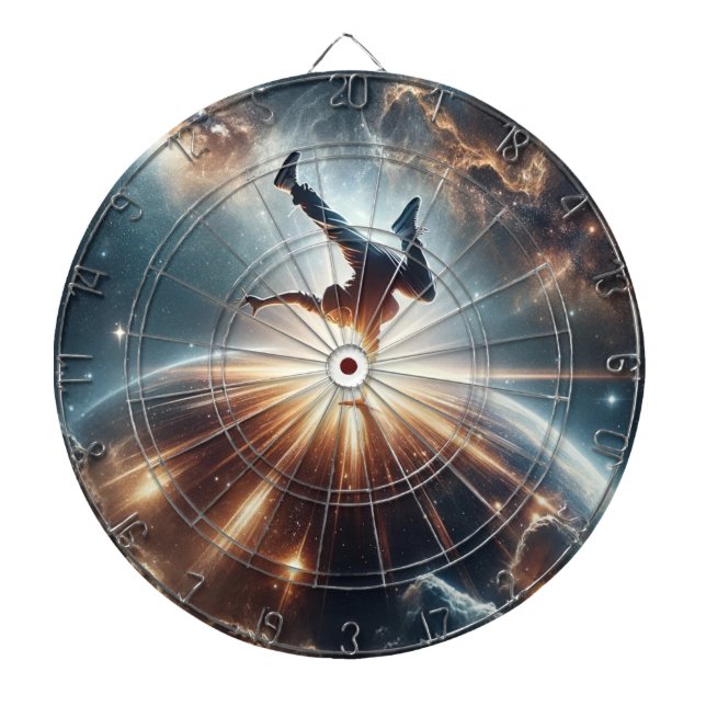 Cosmic Breakdancer Art – Galaxy Hip Hop Dance Dart Board (Front)