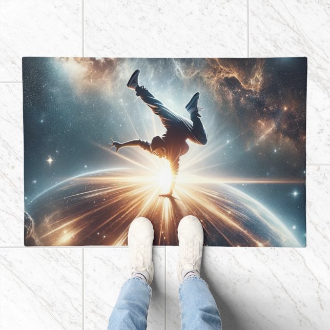 Cosmic Breakdancer Art – Galaxy Hip Hop Dance Doormat (Indoor)