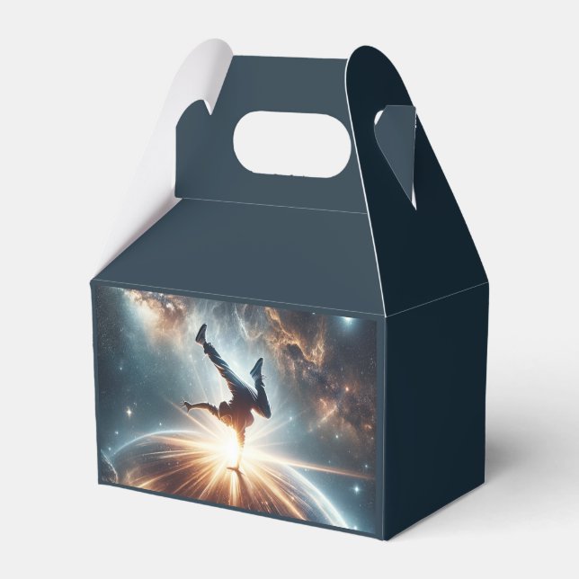 Cosmic Breakdancer Art – Galaxy Hip Hop Dance Favor Boxes (Front Side)