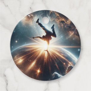 Cosmic Breakdancer Art – Galaxy Hip Hop Dance Favor Tags