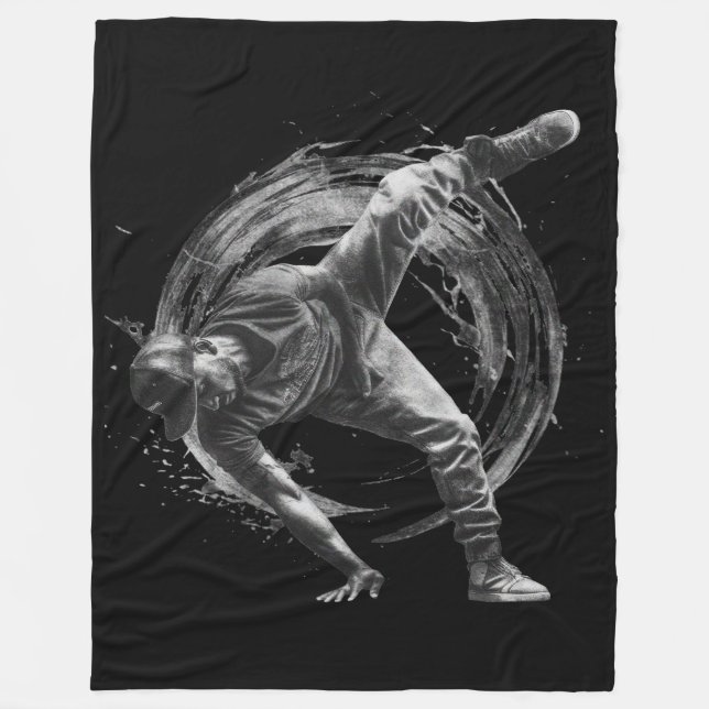 Cosmic Breakdancer Art – Galaxy Hip Hop Dance Fleece Blanket (Front)