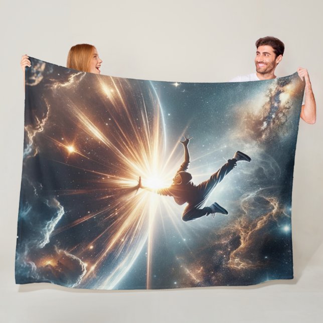 Cosmic Breakdancer Art – Galaxy Hip Hop Dance Fleece Blanket (In Situ)