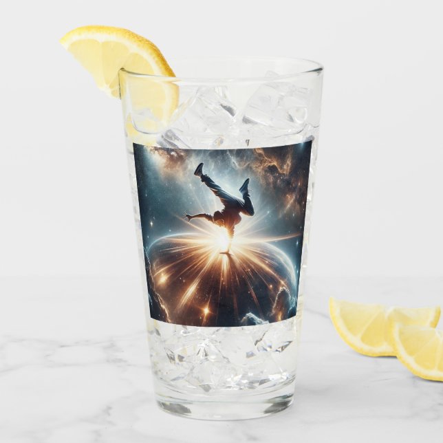 Cosmic Breakdancer Art – Galaxy Hip Hop Dance Glass (Front Ice)