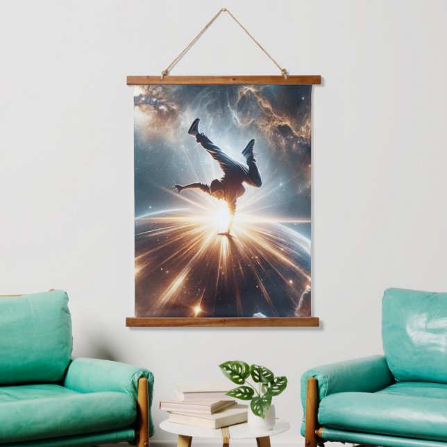 Cosmic Breakdancer Art – Galaxy Hip Hop Dance Hanging Tapestry (Living Room)