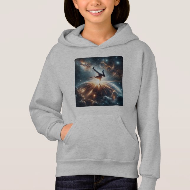 Cosmic Breakdancer Art – Galaxy Hip Hop Dance Hoodie (Front)
