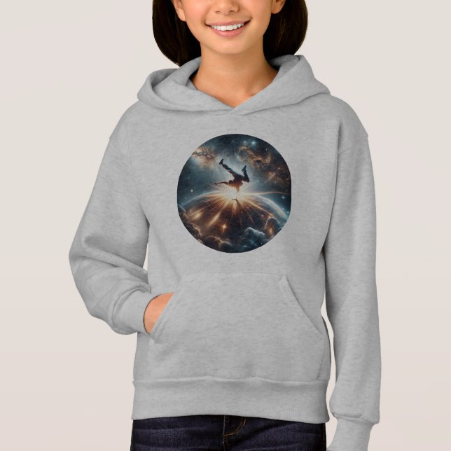 Cosmic Breakdancer Art – Galaxy Hip Hop Dance Hoodie (Front)