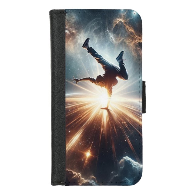 Cosmic Breakdancer Art – Galaxy Hip Hop Dance iPhone Wallet Case (Front)