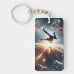 Cosmic Breakdancer Art – Galaxy Hip Hop Dance Keychain