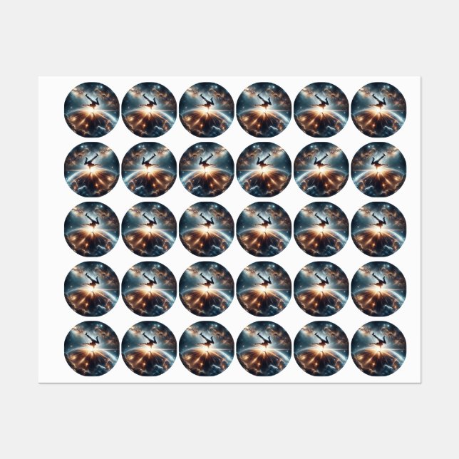 Cosmic Breakdancer Art – Galaxy Hip Hop Dance Labels (Sheet)