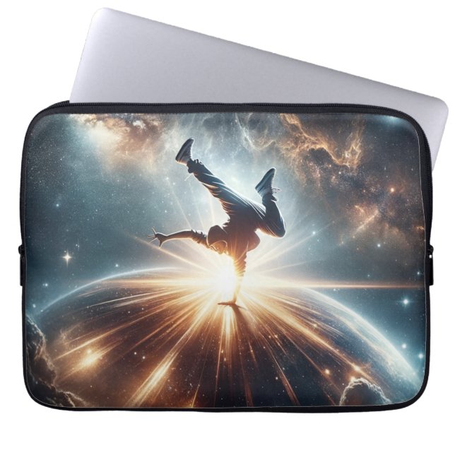 Cosmic Breakdancer Art – Galaxy Hip Hop Dance Laptop Sleeve (Front)