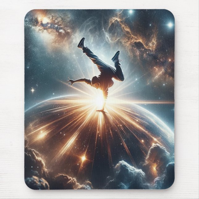 Cosmic Breakdancer Art – Galaxy Hip Hop Dance Mouse Pad (Front)