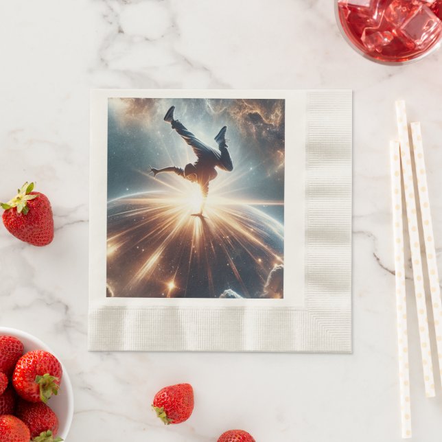 Cosmic Breakdancer Art – Galaxy Hip Hop Dance Napkins (Insitu)