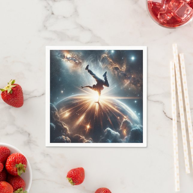 Cosmic Breakdancer Art – Galaxy Hip Hop Dance Napkins (Insitu)