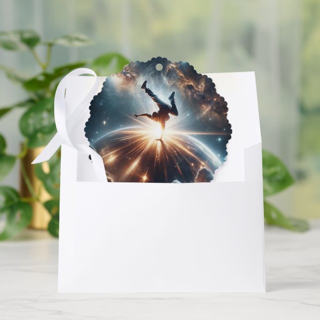 Cosmic Breakdancer Art – Galaxy Hip Hop Dance Ornament Card (Envelope)