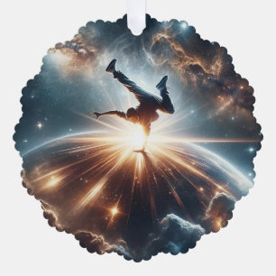 Cosmic Breakdancer Art – Galaxy Hip Hop Dance Ornament Card