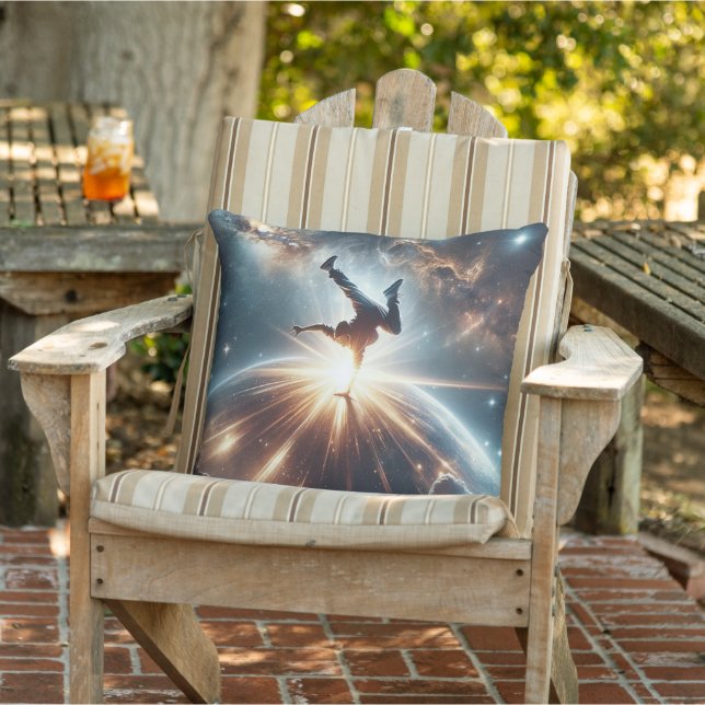 Cosmic Breakdancer Art – Galaxy Hip Hop Dance Outdoor Pillow (Chair)