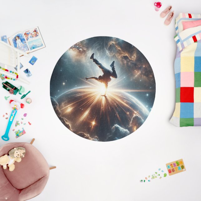 Cosmic Breakdancer Art – Galaxy Hip Hop Dance Outdoor Rug (Insitu (Babyroom))