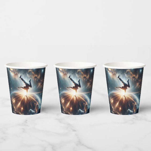 Cosmic Breakdancer Art – Galaxy Hip Hop Dance Paper Cups (Multi)