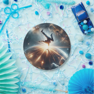 Cosmic Breakdancer Art – Galaxy Hip Hop Dance Paper Plates