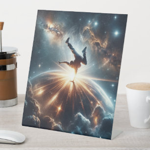 Cosmic Breakdancer Art – Galaxy Hip Hop Dance Pedestal Sign