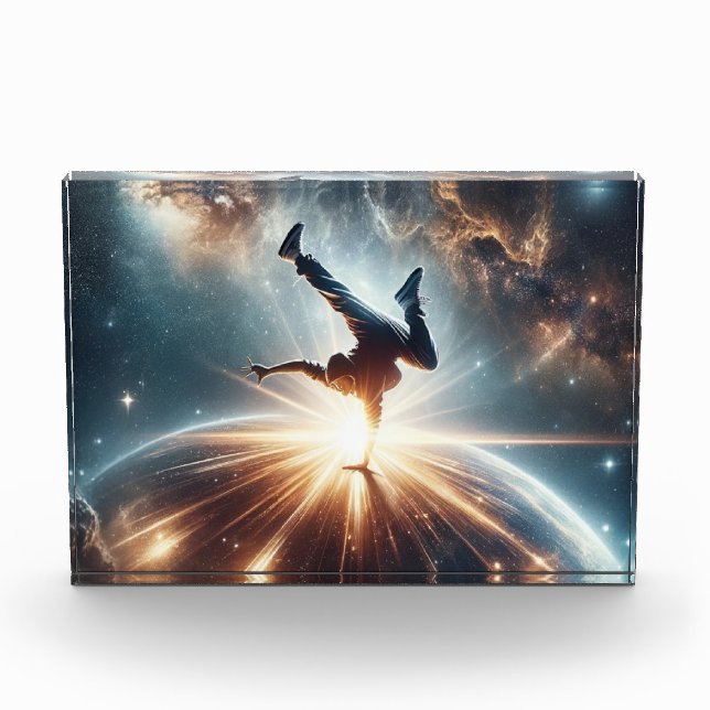 Cosmic Breakdancer Art – Galaxy Hip Hop Dance Photo Block (Front)