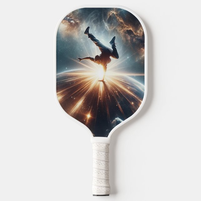 Cosmic Breakdancer Art – Galaxy Hip Hop Dance Pickleball Paddle (Front)