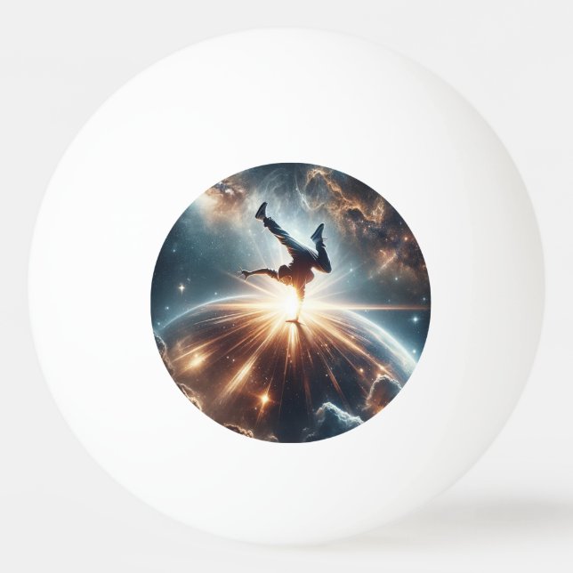 Cosmic Breakdancer Art – Galaxy Hip Hop Dance Ping Pong Ball (Front)
