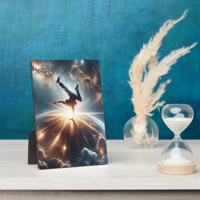 Cosmic Breakdancer Art – Galaxy Hip Hop Dance Plaque (Side)