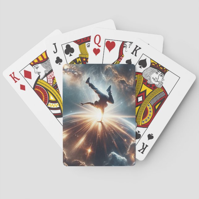 Cosmic Breakdancer Art – Galaxy Hip Hop Dance Poker Cards (Back)