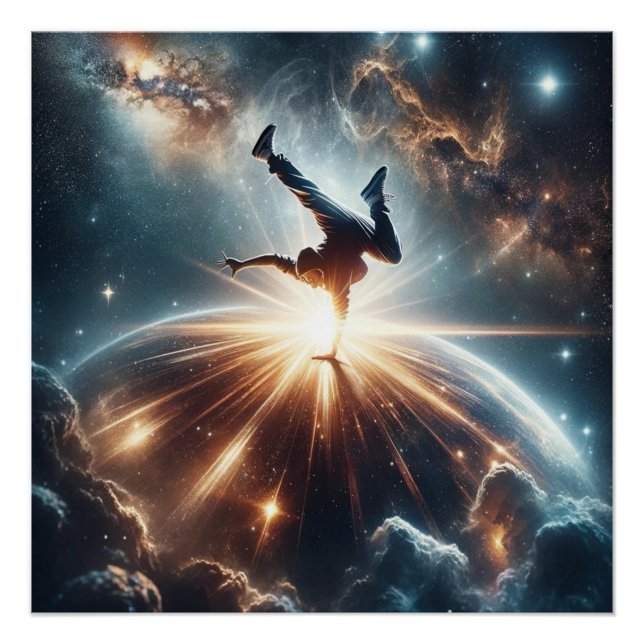 Cosmic Breakdancer Art – Galaxy Hip Hop Dance Poster (Front)