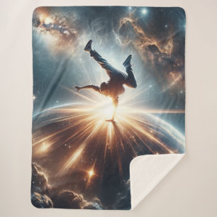Cosmic Breakdancer Art – Galaxy Hip Hop Dance Sherpa Blanket
