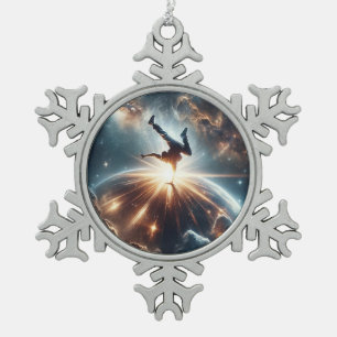 Cosmic Breakdancer Art – Galaxy Hip Hop Dance Snowflake Pewter Christmas Ornament