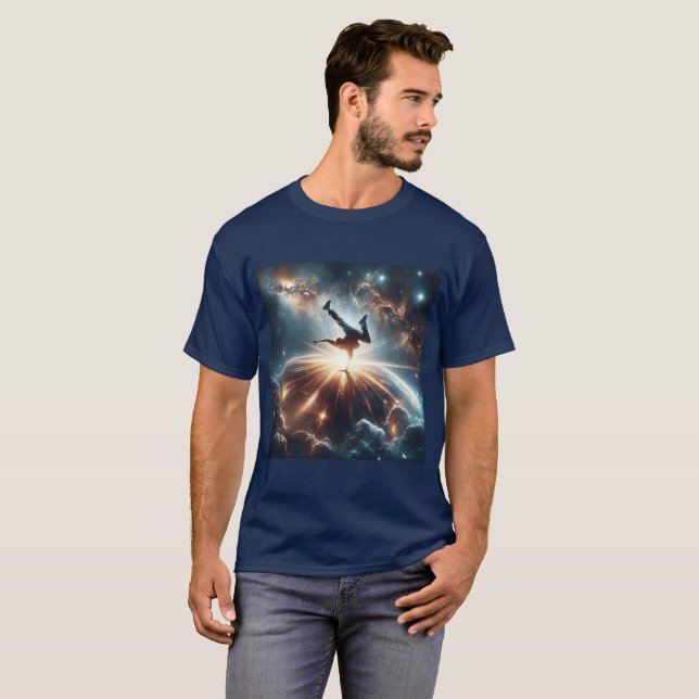 Cosmic Breakdancer Art – Galaxy Hip Hop Dance T-Shirt (Front Full)