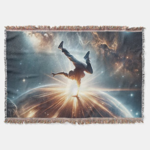 Cosmic Breakdancer Art – Galaxy Hip Hop Dance Throw Blanket