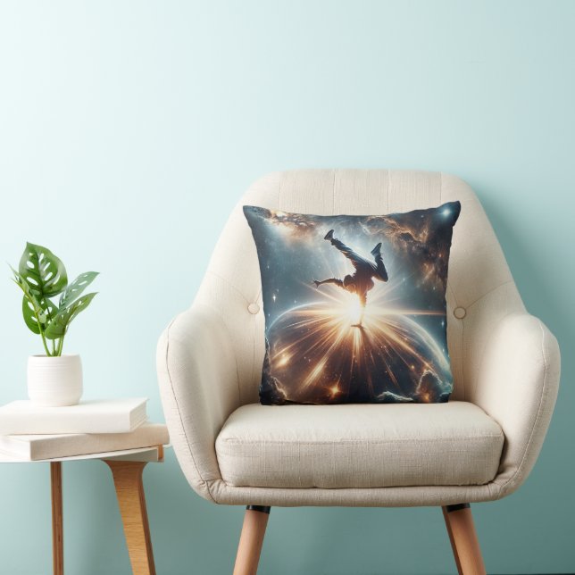 Cosmic Breakdancer Art – Galaxy Hip Hop Dance Throw Pillow (Chair)
