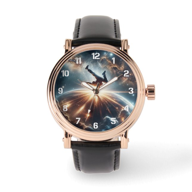 Cosmic Breakdancer Art – Galaxy Hip Hop Dance Watch (Front)