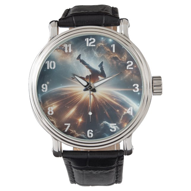 Cosmic Breakdancer Art – Galaxy Hip Hop Dance Watch (Front)
