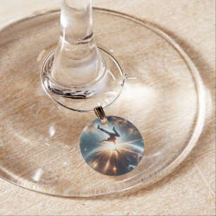 Cosmic Breakdancer Art – Galaxy Hip Hop Dance Wine Charm