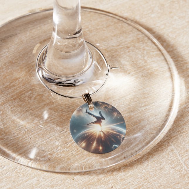 Cosmic Breakdancer Art – Galaxy Hip Hop Dance Wine Charm (In Situ)