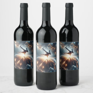 Cosmic Breakdancer Art – Galaxy Hip Hop Dance Wine Label