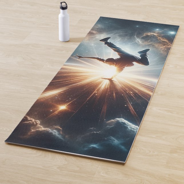 Cosmic Breakdancer Art – Galaxy Hip Hop Dance Yoga Mat (In Situ)