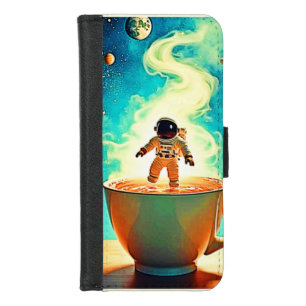 Cosmic Brew: Astronaut's Coffee Dream iPhone 8/7 Wallet Case