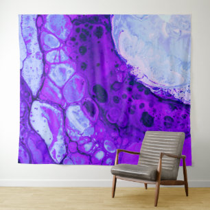 *~* Cosmic Brew Blue Black Abstract Circle Magenta Tapestry