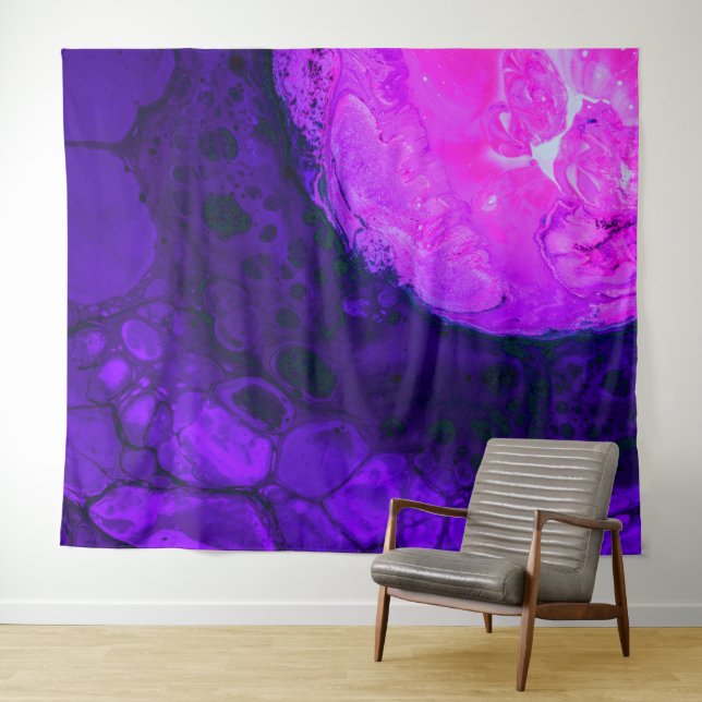 *~* Cosmic Brew Pink Abstract Circle Purple Tapestry (In Situ (Horizontal))